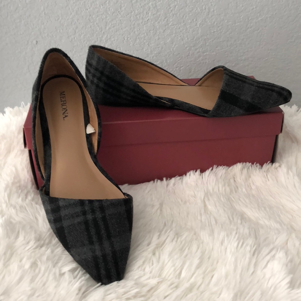 Grey Plaid D’orsay Flats